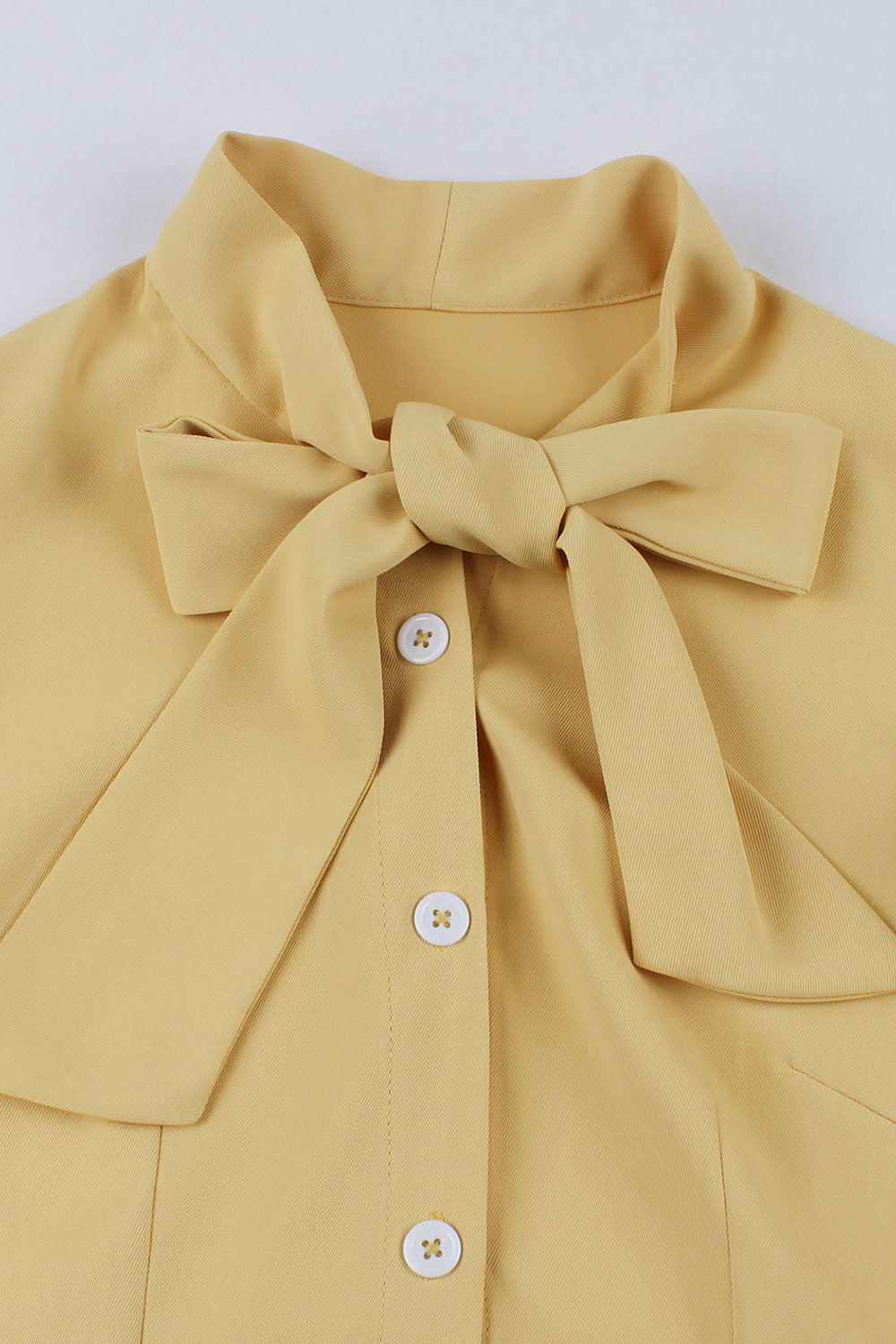 Yellow Solid Swing 1950s Dress with Bow