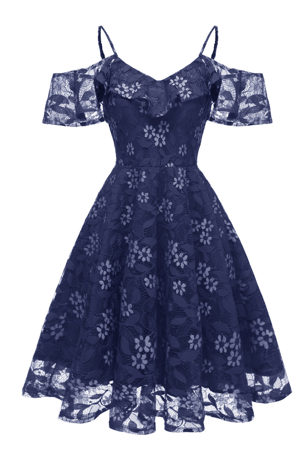 A Line Off the Shoulder Blush Lace Dress