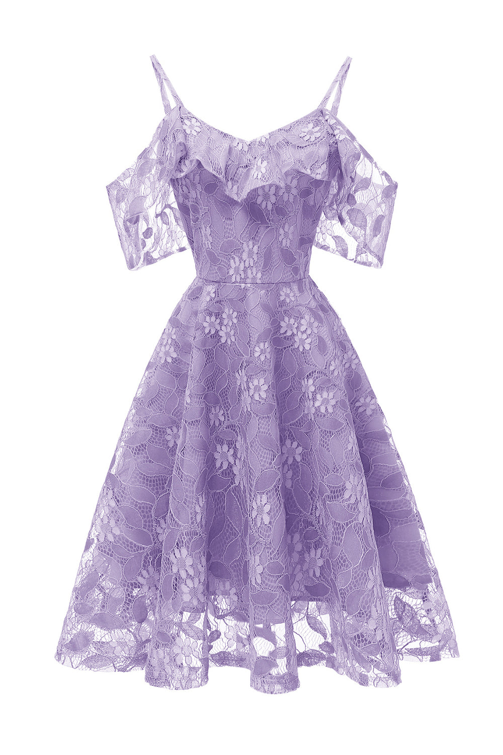 A Line Off the Shoulder Blush Lace Dress