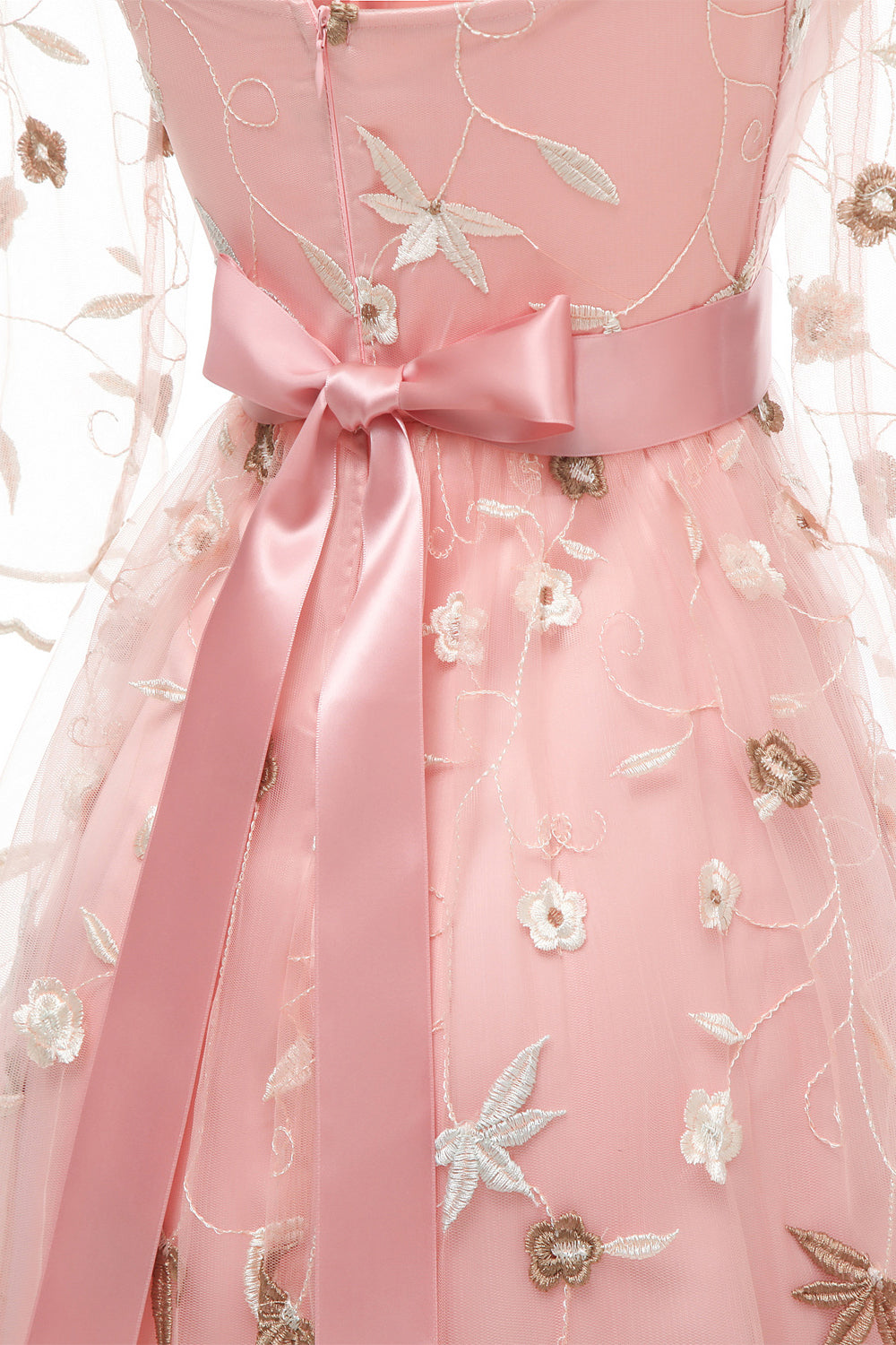 A Line Square Neck Pink 1950s Dress with Half Sleeves
