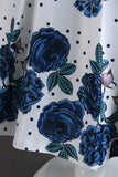 A Line Jewel Neck Blue Printed Girls Dress