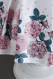 A Line Jewel Neck Blue Printed Girls Dress