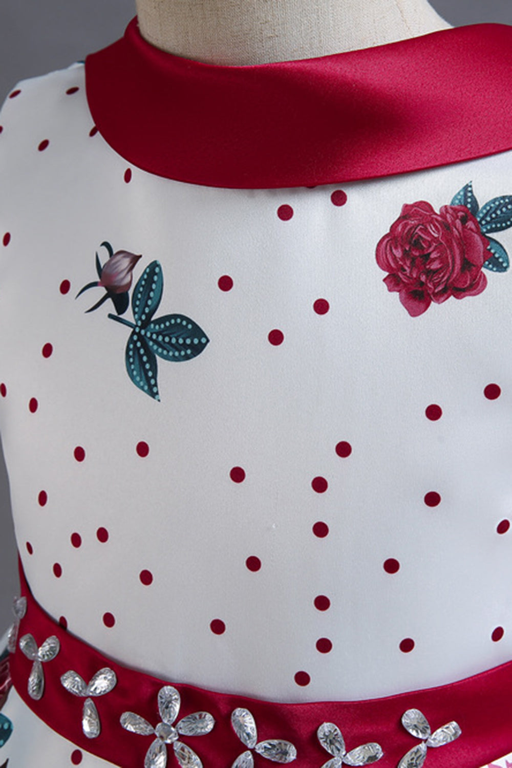 A Line Jewel Neck Blue Printed Girls Dress