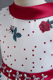 A Line Jewel Neck Blue Printed Girls Dress