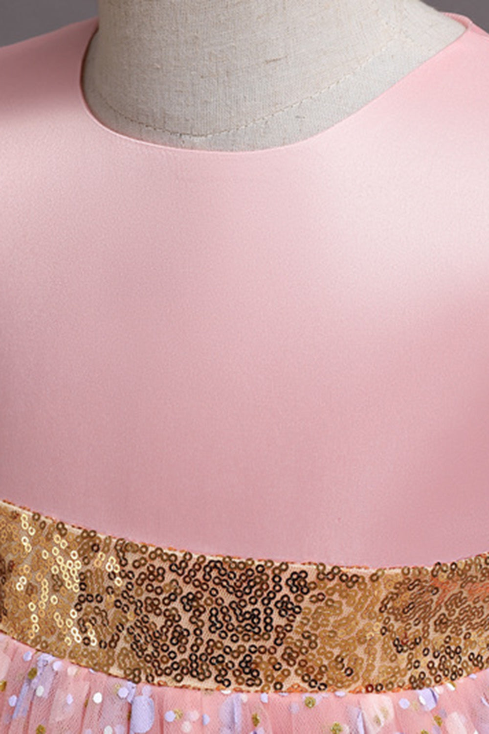 A Line Jewel Neck Pink Girls Party Dress with Appliques