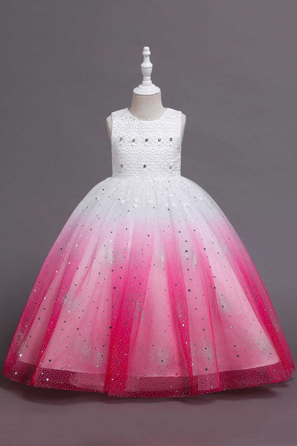 Purple Glitter Sleeveless Long Girls Dress