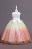 Purple Glitter Sleeveless Long Girls Dress