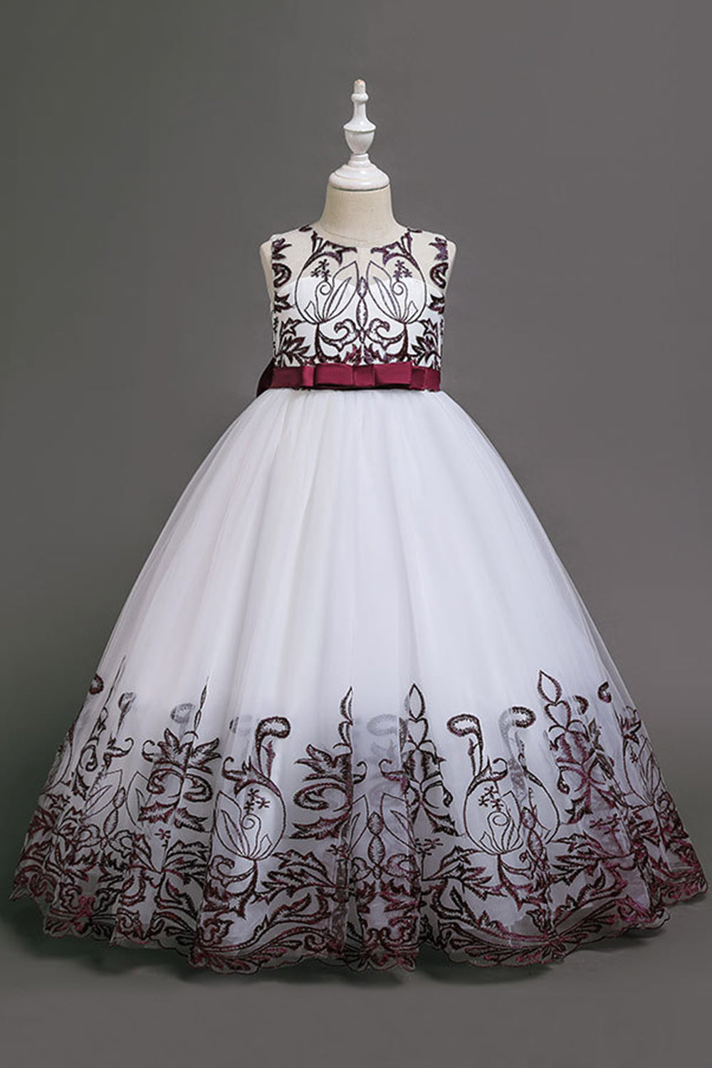 Navy Sleeveless A Line Embroidery Girls Dress