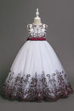Navy Sleeveless A Line Embroidery Girls Dress
