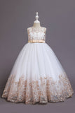 Navy Sleeveless A Line Embroidery Girls Dress