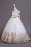 Navy Sleeveless A Line Embroidery Girls Dress
