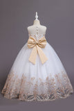 Navy Sleeveless A Line Embroidery Girls Dress