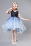 Purple Tulle High Low Sparkly Girls Party Dress With Bow