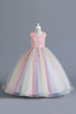 Pink A Line Tulle Flower Girl Dress with Bow