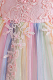 Pink A Line Tulle Flower Girl Dress with Bow