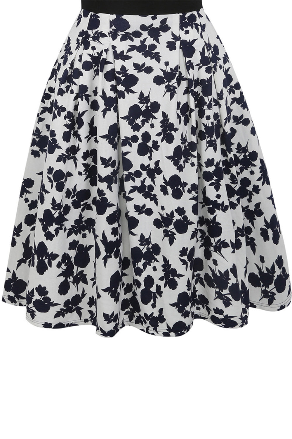 Boat Neck Printed Black 1950s Dress with Short Sleeves