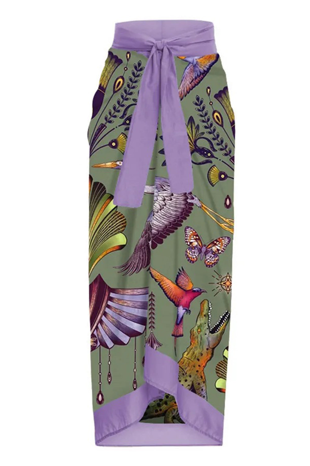 Purple Beach Skirt Printed Boho One-Piece Cover Ups Swimsuits