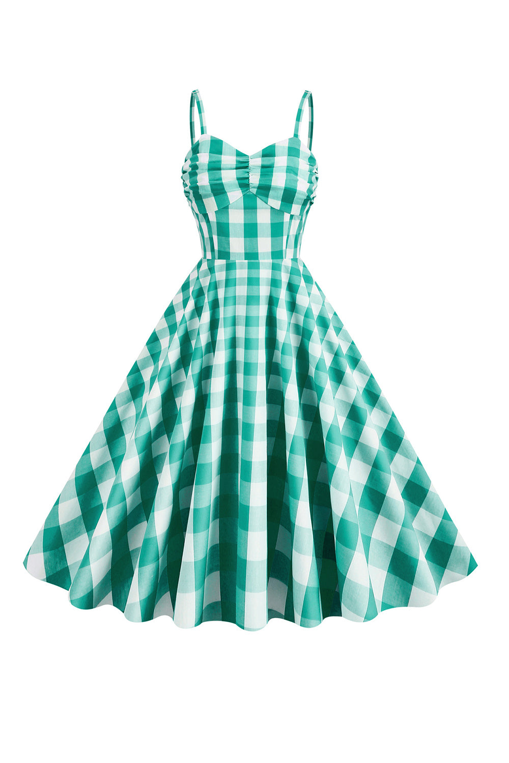 Spaghetti Straps Plaid Pink 1950s Dress