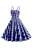 Spaghetti Straps Plaid Pink 1950s Dress