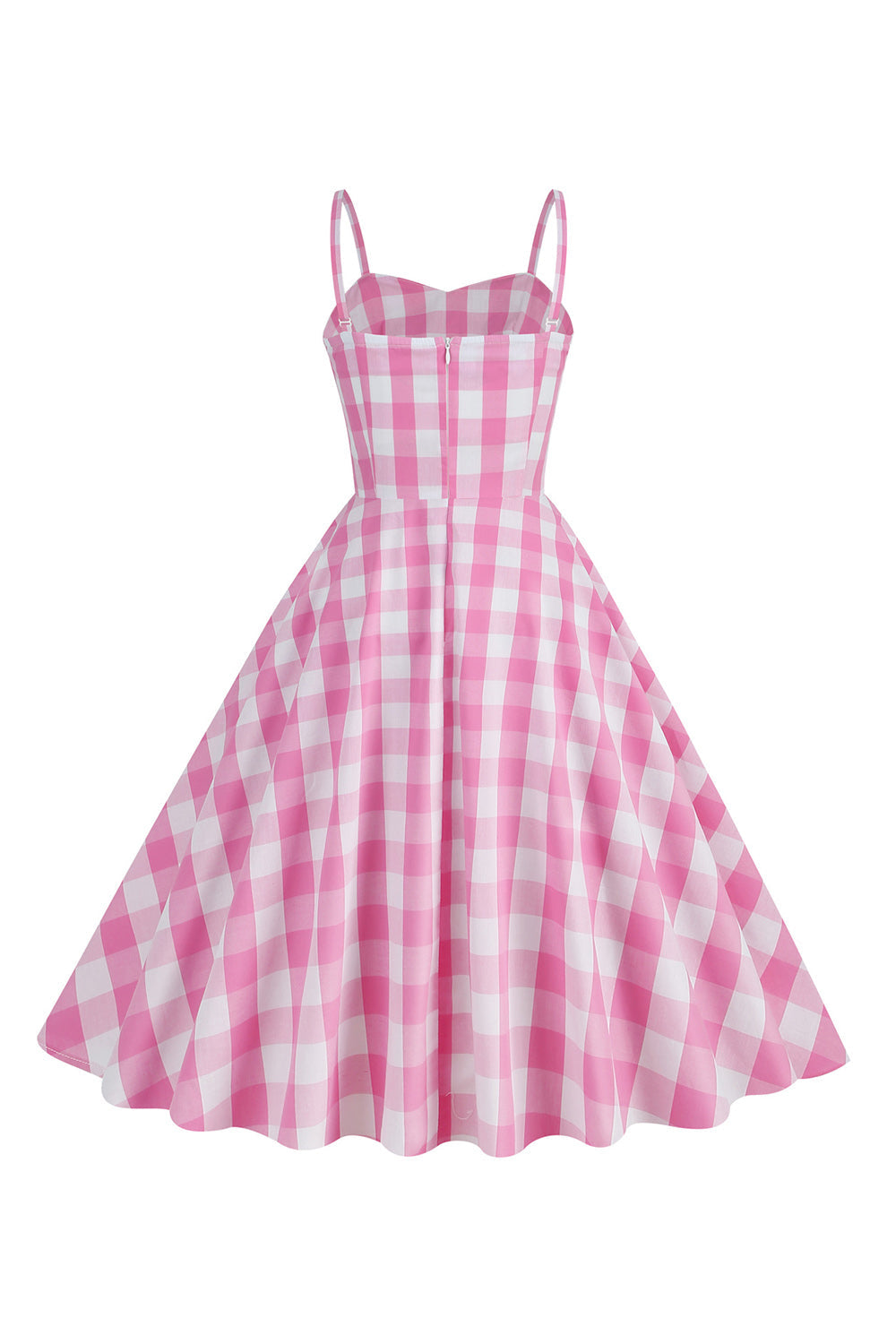Spaghetti Straps Plaid Pink 1950s Dress