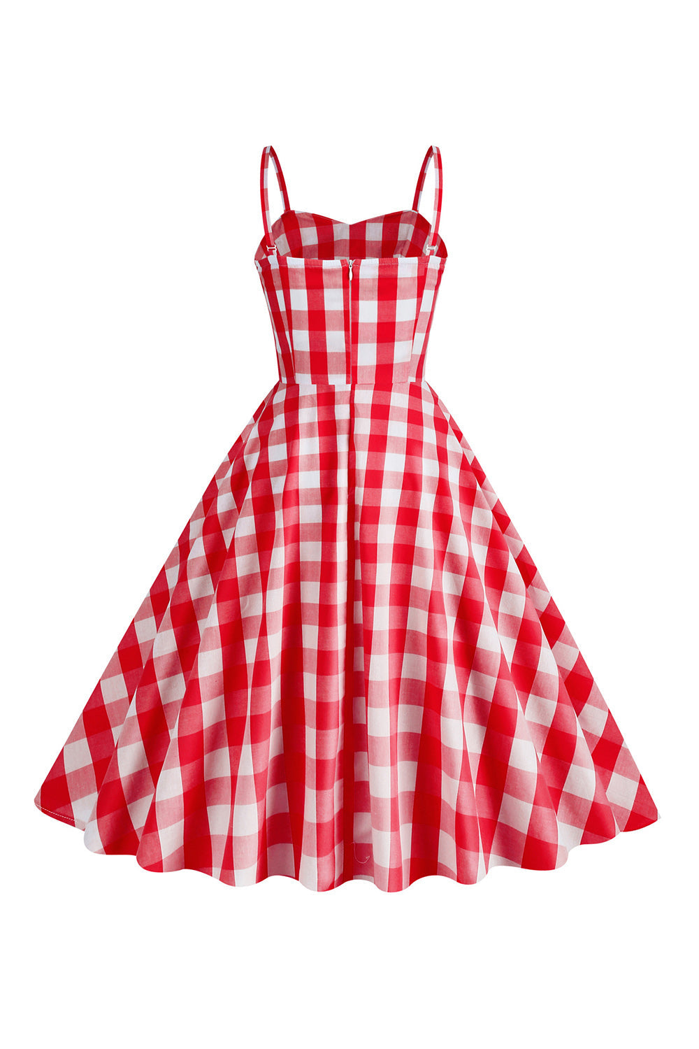 Spaghetti Straps Plaid Pink 1950s Dress