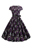 A Line Printed Swing 1950s Dresss