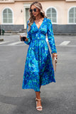 Black Printed Long Sleeves Casual Dress