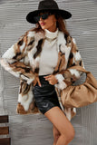 Leopard Printed Yellow Faux Fur Midi Women Coat