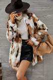 Leopard Printed Yellow Faux Fur Midi Women Coat