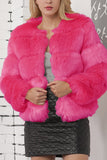 Shawl Lapel Cropped Grey Women Faux Fur Coat
