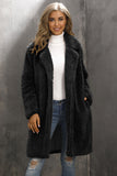 Notched Lapel Camel Long Faux Fur Women Coat