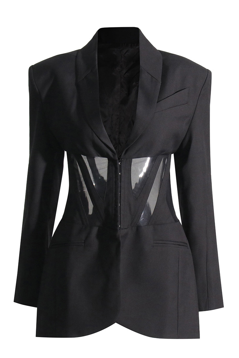 Corset Shawl Lapel Black Women Blazer