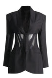 Corset Shawl Lapel Black Women Blazer