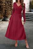 Black A Line Long Sleeves Casual Dress