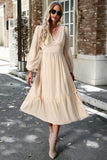 Pink A Line Casual Dress With Long Sleeves