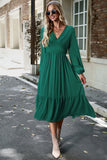 Pink A Line Casual Dress With Long Sleeves