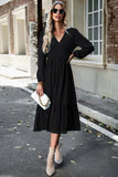 Pink A Line Casual Dress With Long Sleeves