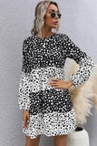 Black Polka Dots Long Sleeves Casual Dress