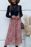 Black Long Sleeves Casual Dress with Printed