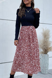 Black Long Sleeves Casual Dress with Printed