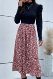 Black Long Sleeves Casual Dress with Printed