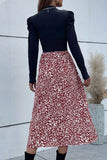 Black Long Sleeves Casual Dress with Printed