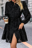 Black A Line Long Sleeves Midi Casual Dress
