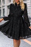 Black A Line Long Sleeves Midi Casual Dress