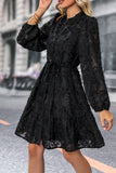Black A Line Long Sleeves Midi Casual Dress