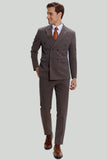 Coffee Pinstripe 3 Piece Men's Prom Ball Suits