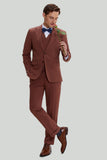 Tan Notched Lapel 3 Piece Single Breasted Ball Suits