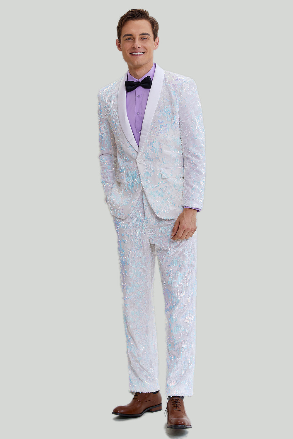 Men's Slim Fit 2 Piece Suit One Button Shawl Lapel Tuxedo for School Ball