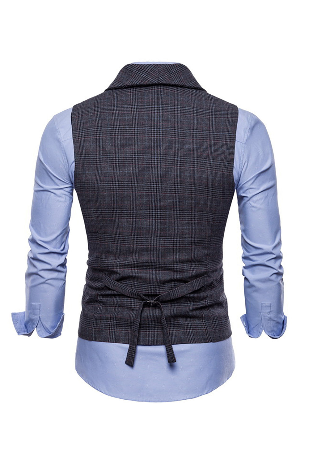 Grey Pinstripe Double Breasted Shawl Lapel Men's Suit Vest