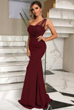 One Shoulder Mermaid Green Ball Dress